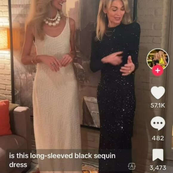 ZARA SHOULDER PAD SEQUIN DRESS - Picture 9 of 10